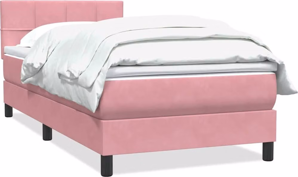 Giroletto a Molle con Materasso Rosa 80x220 cm Velluto