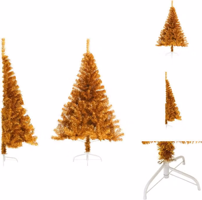 vidaXL Mezzo albero di Natale artificiale con supporto Oro 120 cm PET - Alberi di Natale
