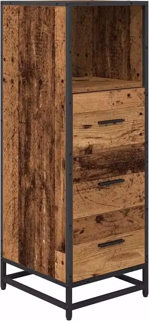 Armadio da bagno in legno e metallo marrone stile minimalista DESIGN IN L/P/H: 35 x 37,5 x 100 cm