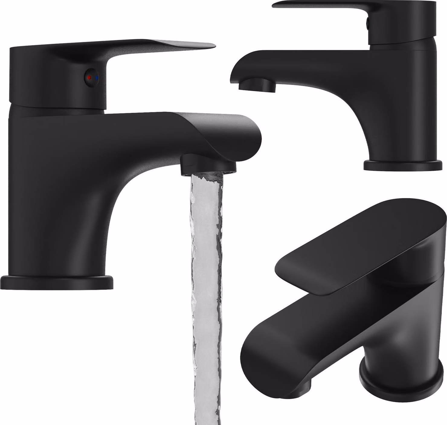 Granitan - Miscelatore lavabo - Rubinetto bagno altezza 10,4 cm - Rubinetto nero - ottone - VITO