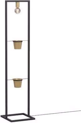 Lampada da terra Luminex nera con portavaso oro, moderna e dimmabile, con attacco E27