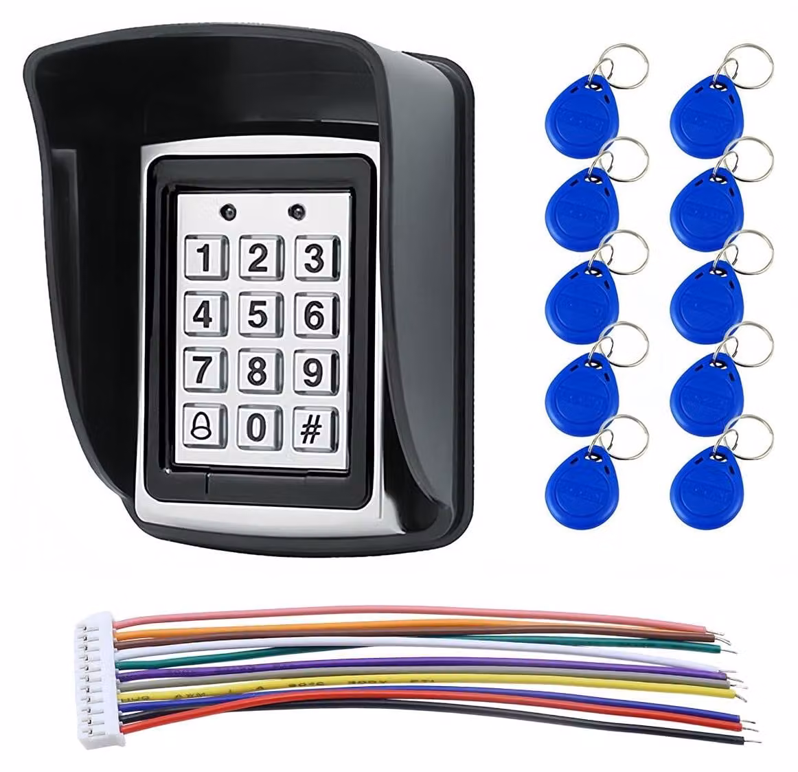 Kit lettore di schede RFID, 10 schede, tastiera di controllo accessi, metallo