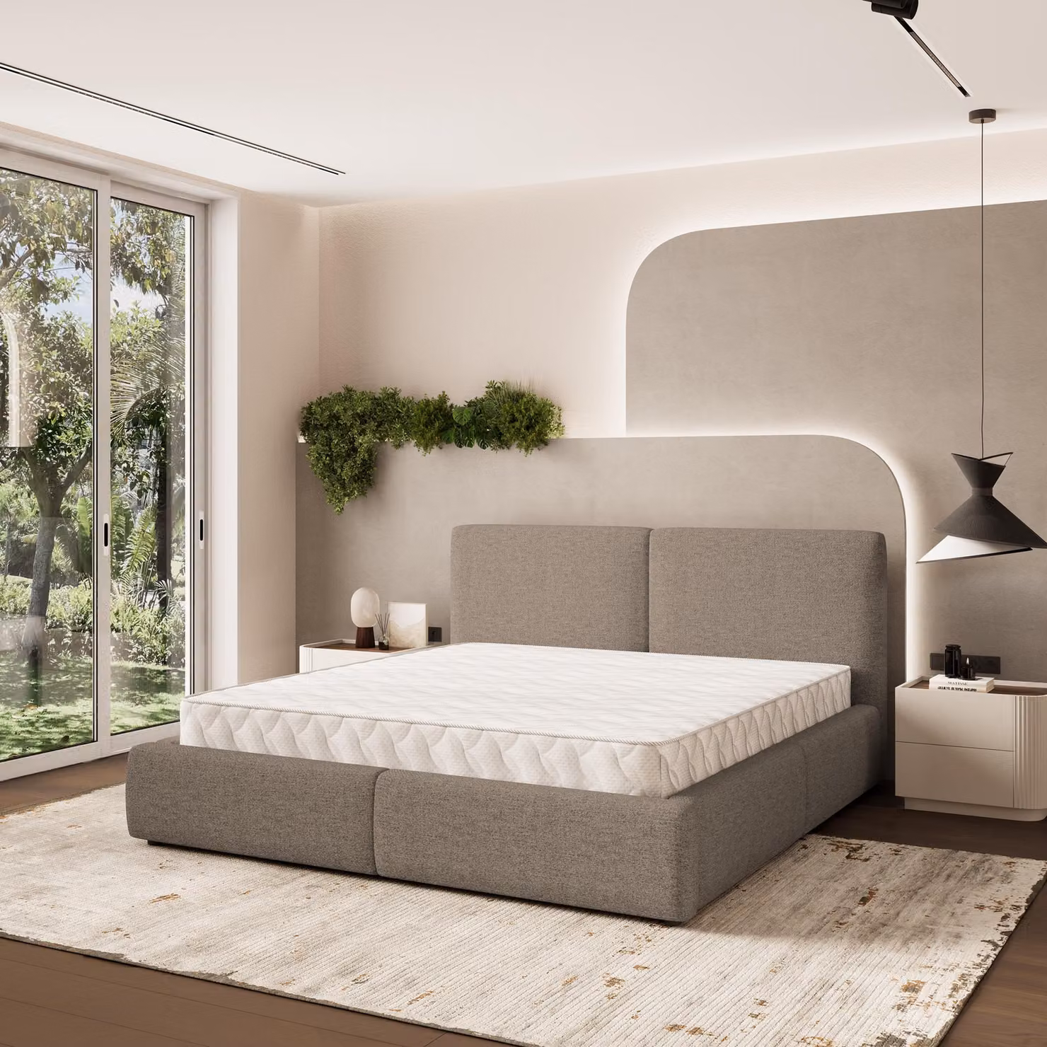 Letto imbottito Masseno FELURO NV 120x200 cm, letto imbottito con cassetti - Marrone, NEVE 16