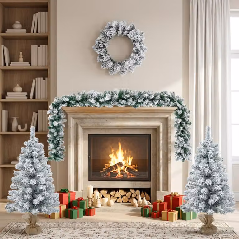 vidaXL Set mini alberi di Natale 90 cm PVC Verde e Bianco