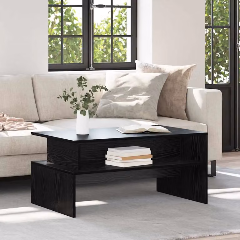 vidaXL Tavolino da salotto moderno rettangolare in MDF nero, L 90 cm x P 55 cm x H 42,5 cm