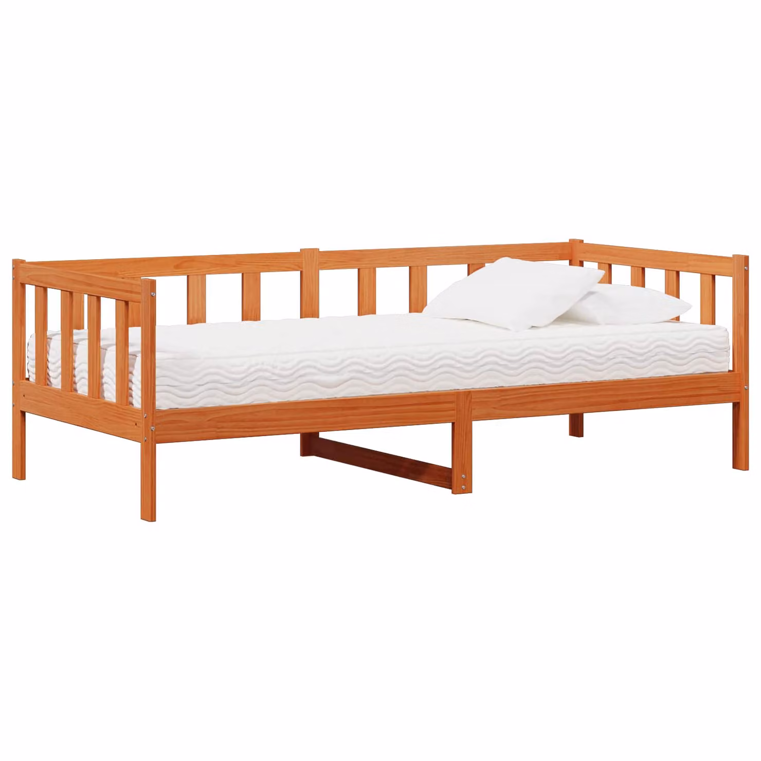 Letto Giorno vidaXL in Legno di Pino con Testiera, Marrone Cera e Bianco, L 90 x P 200 cm