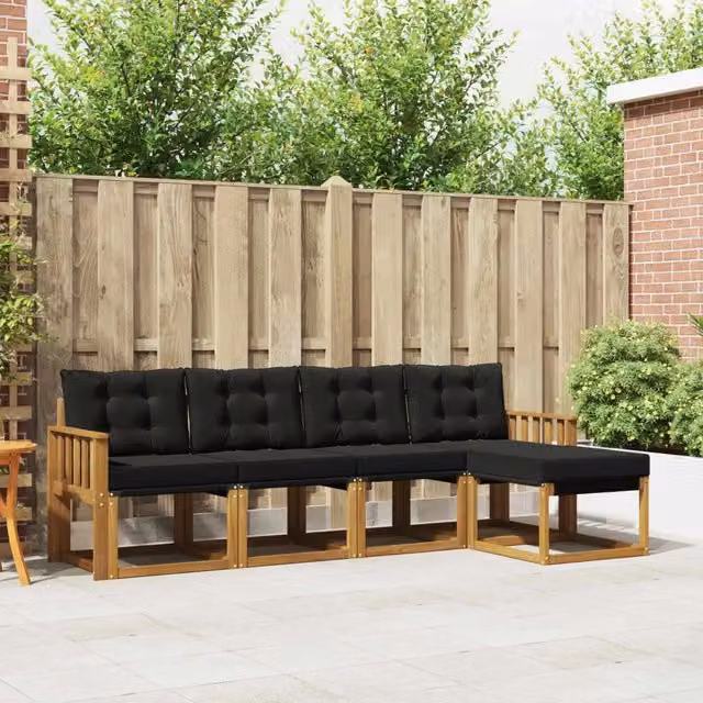 Set di divani da esterno 5 pz Naturale e Nero 3368567