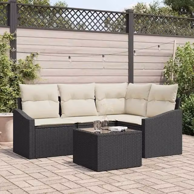 Set di divani 5 pz Nero polyrattan 3346707