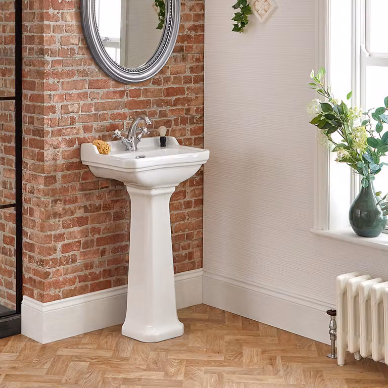 Lavabo Alto Tradizionale con Colonna - 500 mm x 350 mm - (1 foro per Rubinetto) - Richmond