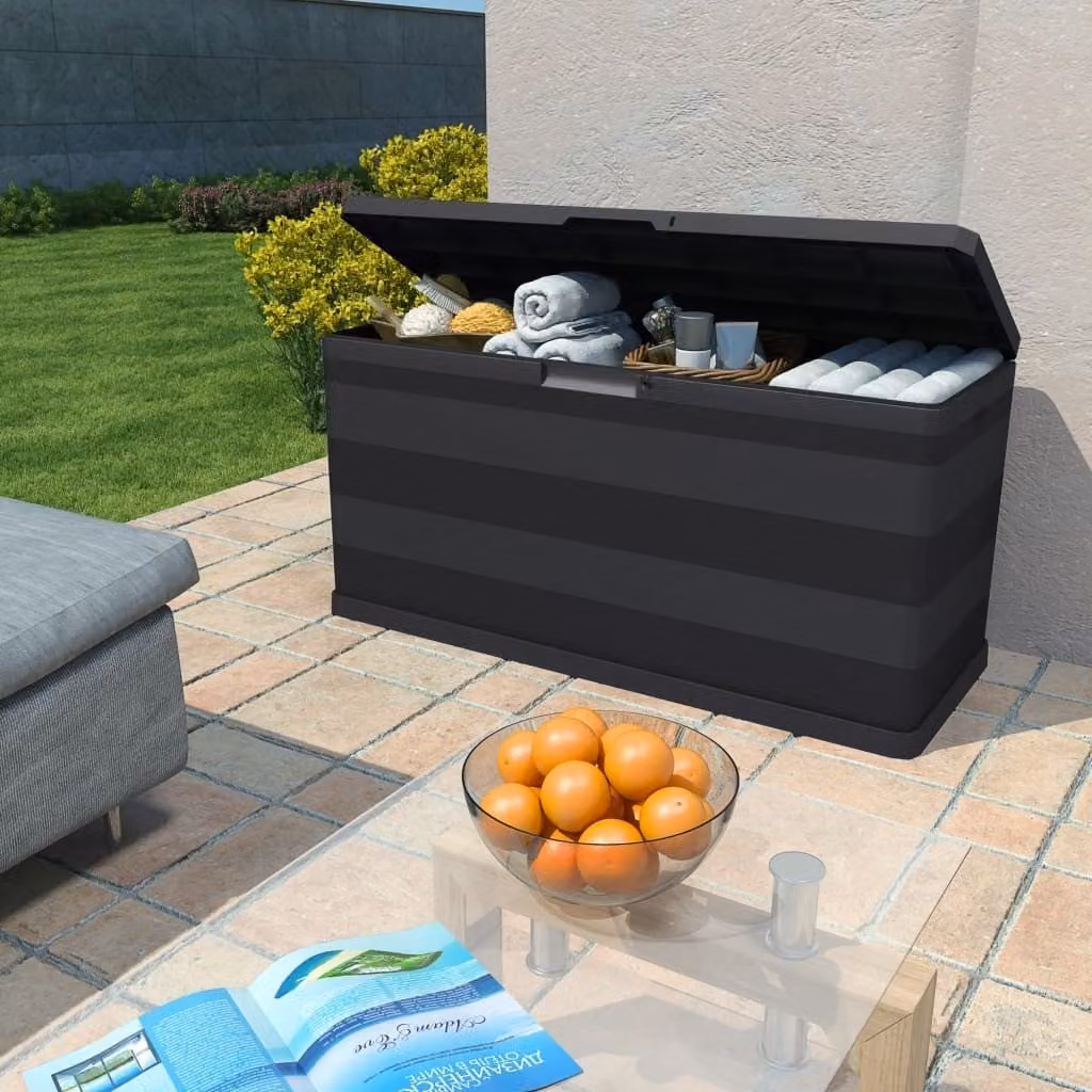 Baule da Giardino Nero 117x45x56 cm