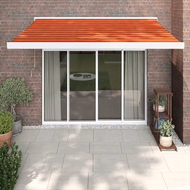 Tenda retrattile semi-cassonata vidaXL in alluminio e poliestere arancione marrone bianco L: 3,5 m, P: 2,5 m – 1