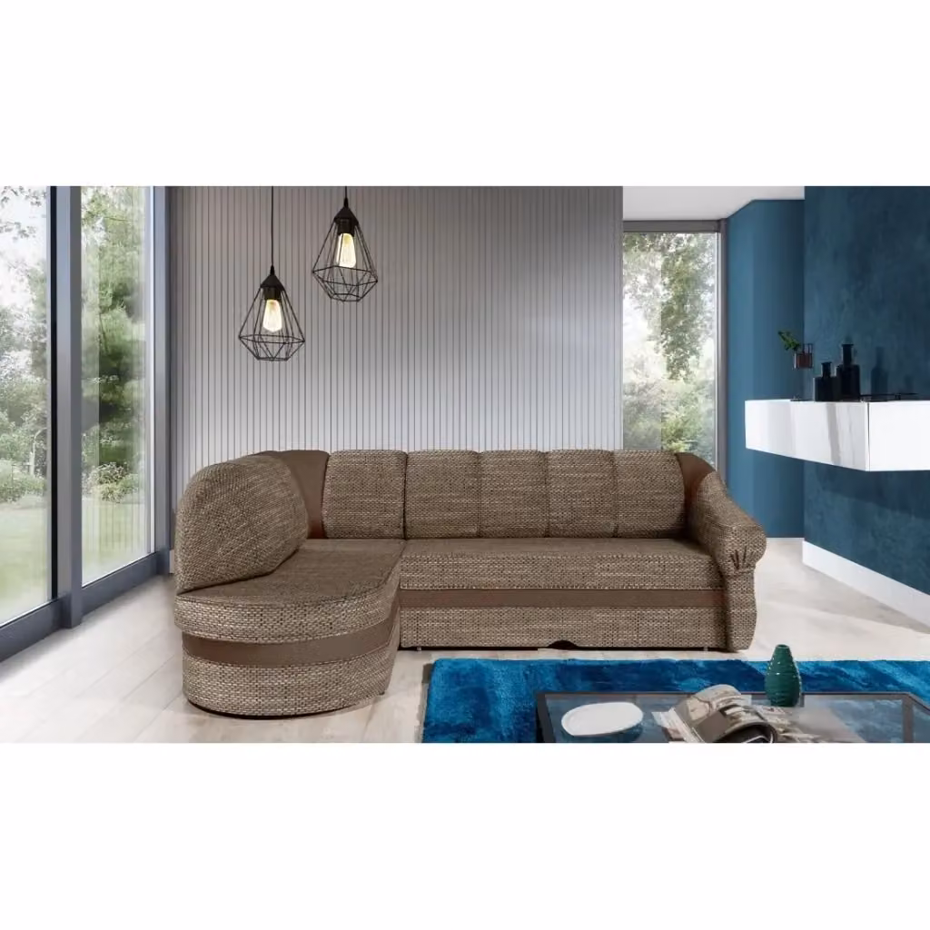 Divano angolare sinistro convertibile BENANA MEUBLORAMA beige e marrone con contenitore L/P/H: 250 x 180 x 85 cm – 2