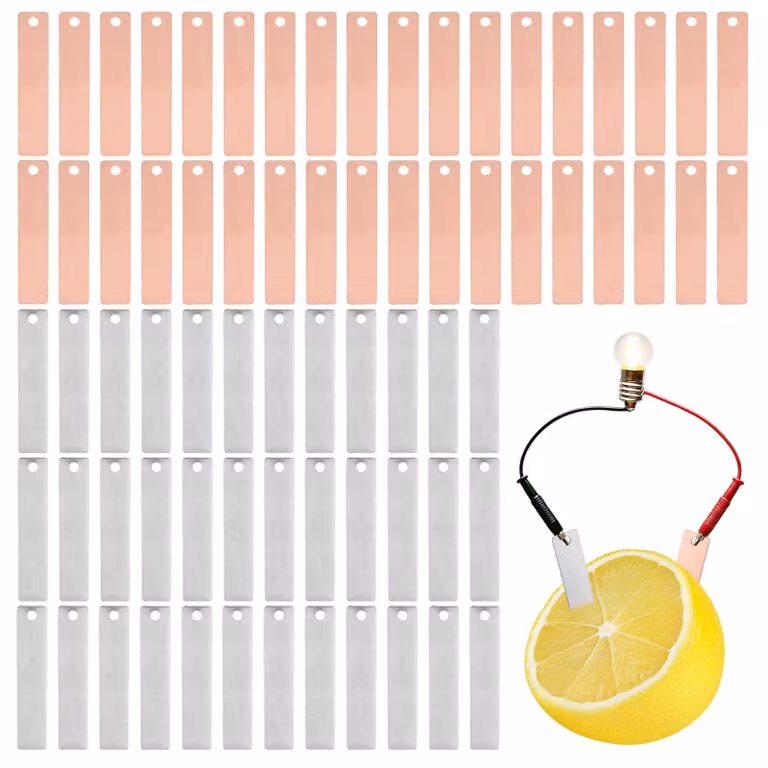 72 piastre di anodi in rame e zinco, purezza 99,9%, dimensioni 4x0,9 cm