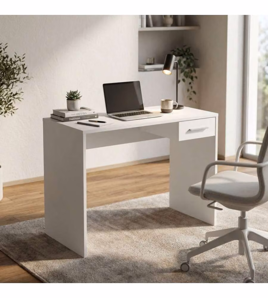 Cosma Porta PC Tom Bianco Rettangolare 90x45x74 cm con Cassetto