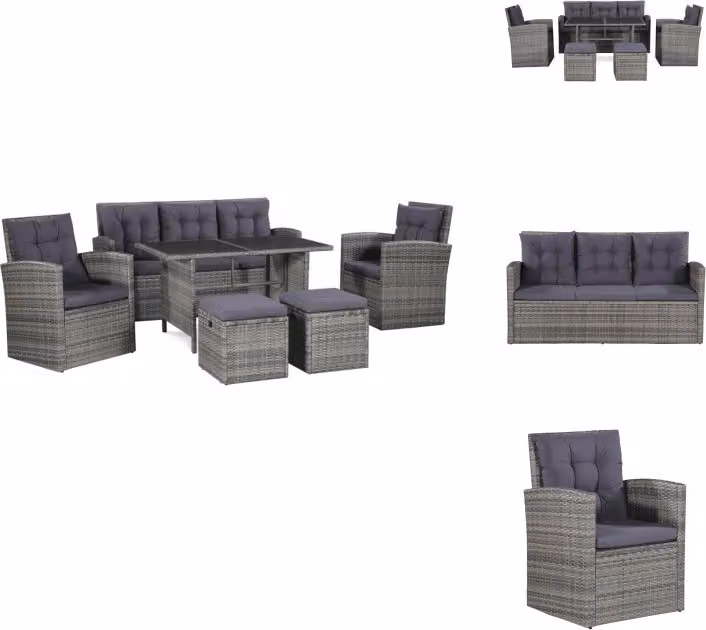 vidaXL set da salotto da giardino 6 pezzi con cuscini in poly rattan grigio - Set di mobili da giardino