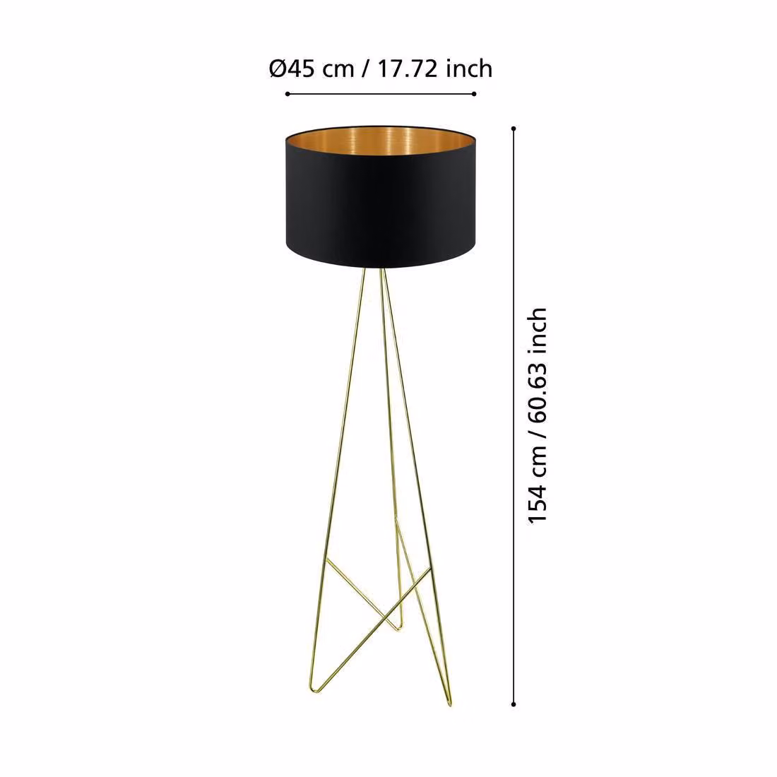 Lampada da terra tessile Beaverlodge ottone, nero, oro