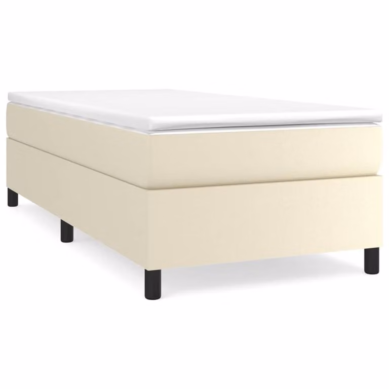 Giroletto a Molle con Materasso Crema 90x200 cm in Pelle finta