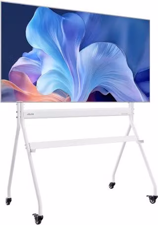 Carrello Supporto TV da Pavimento VEVOR con Ripiano, Compatibile con Schermi da 889-2540 mm, Carico Massimo 90 kg, VESA 800 x 600 mm, Colore Bianco Opaco