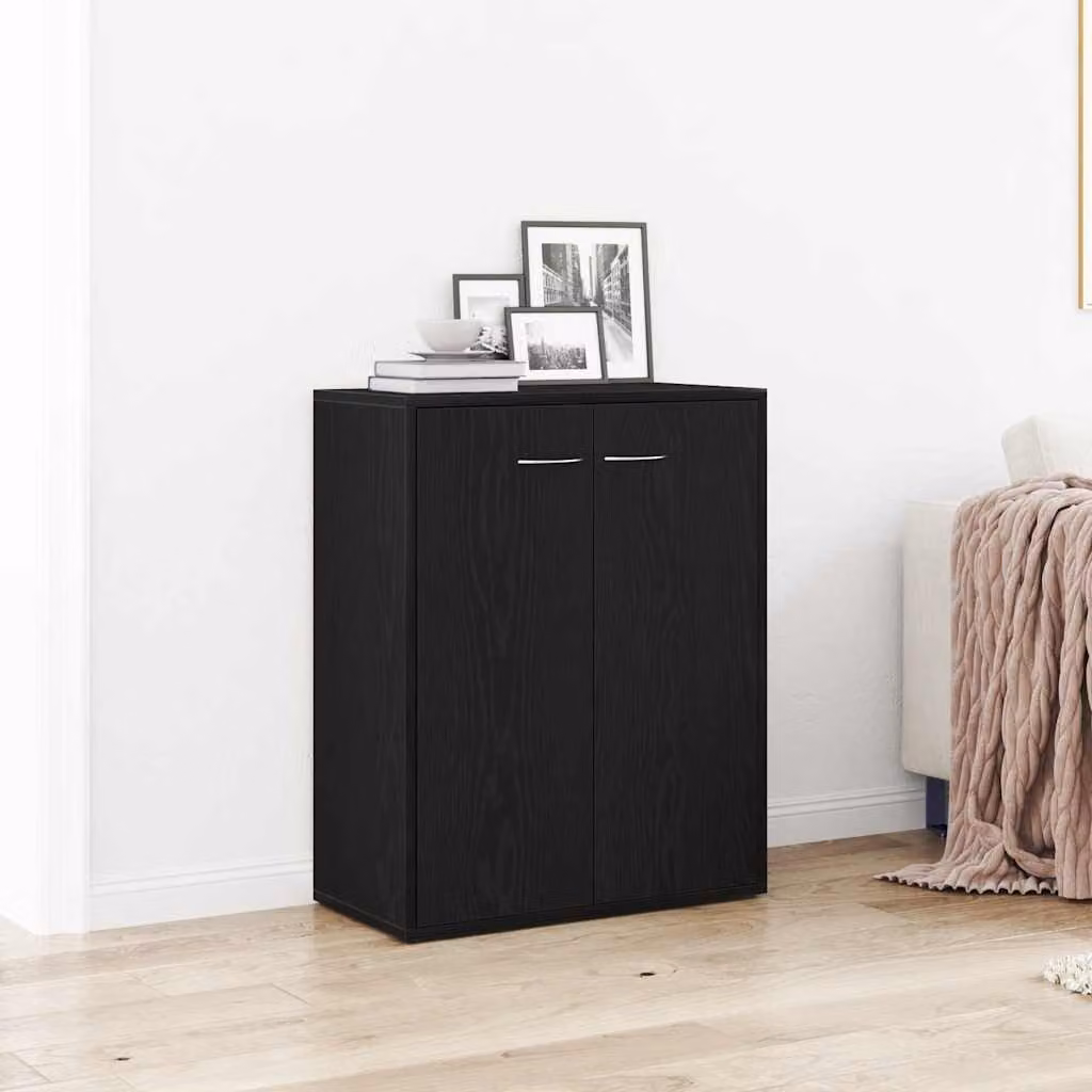 Credenza moderna vidaXL in legno nero, sospesa a parete, L: 60 cm, P: 30 cm, H: 75 cm