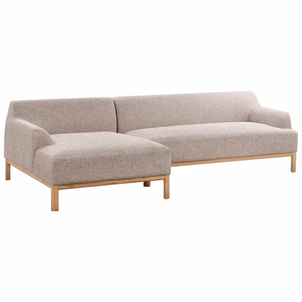Divano angolare moderno BELIANI con seduta a destra in tessuto beige e marrone, struttura in legno massello e imbottitura in schiuma, L/P/H: 251 x 132 x 74 cm – 2