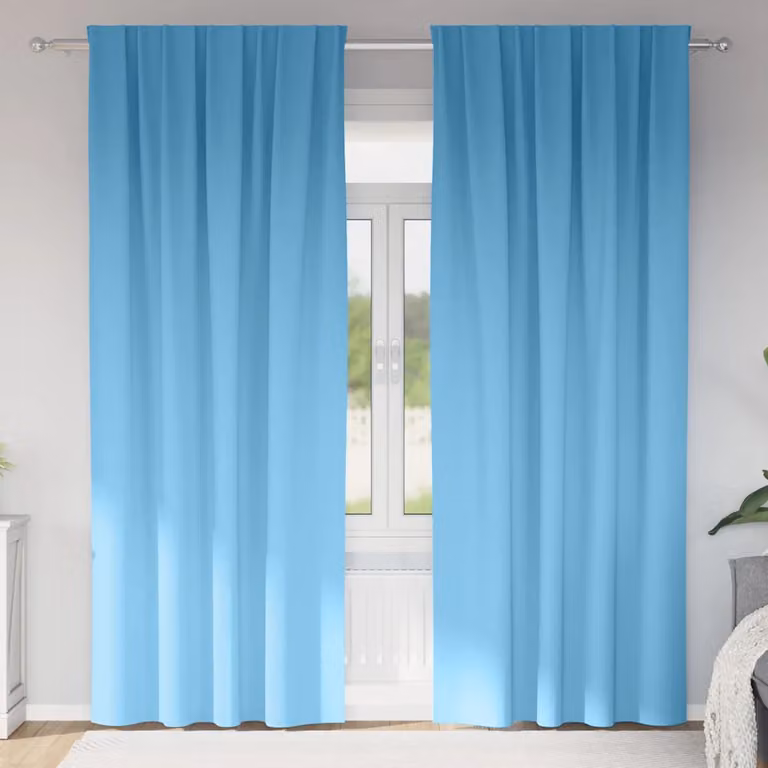 Set di 2 tende blackout vidaXL con anelli in poliestere, colore azzurro, H: 225 cm x L: 140 cm