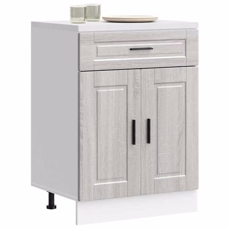 Base da cucina moderna vidaXL in legno multistrato e MDF, colore Grigio Sonoma, L: 60,0 cm, P: 46,0 cm, H: 81,5 cm