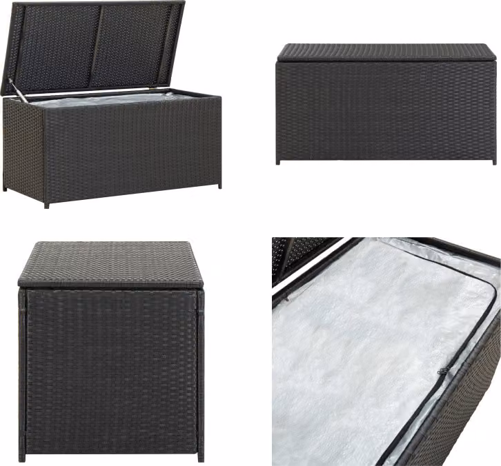 vidaXL Cassetta da giardino in polirattan 100x50x50 cm nero - Cassetta per esterni - Cassetta per esterni - Cassetta portaoggetti - Cassette portaoggetti