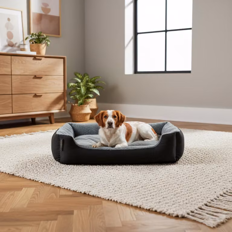 belviona, cuccia per cani con cuscino reversibile, facile da curare e antiscivolo, luogo accogliente per dormire, 75x60 cm, nero/grigio