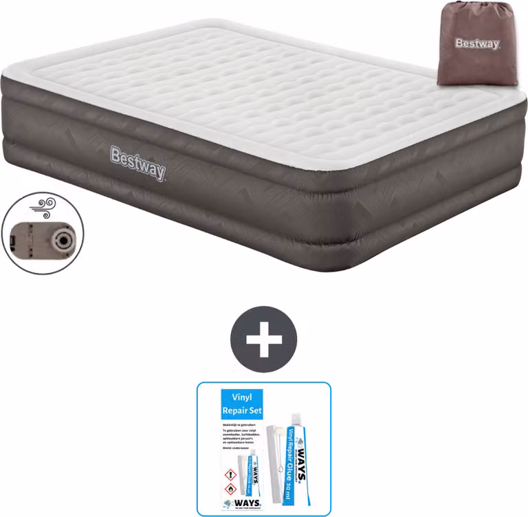 Materasso gonfiabile Bestway - 2 persone - 152 x 203 x 46 cm - Marrone - Accessori inclusi
