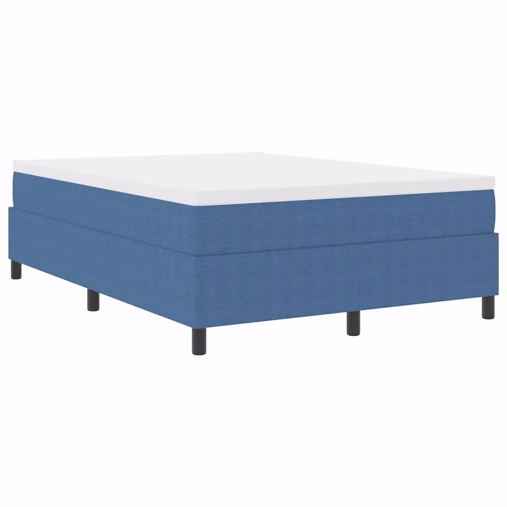 Letto a molle vidaXL in tessuto cord blu e bianco L 140 x P 200 x H 203 cm – 2