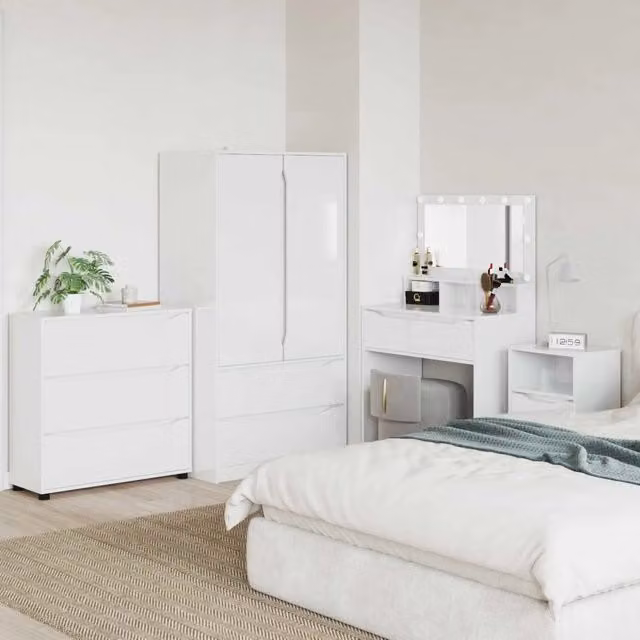 Armadio moderno vidaXL bianco lucido con ante a battente e cassetti interni L: 80 cm, P: 31 cm, H: 81 cm