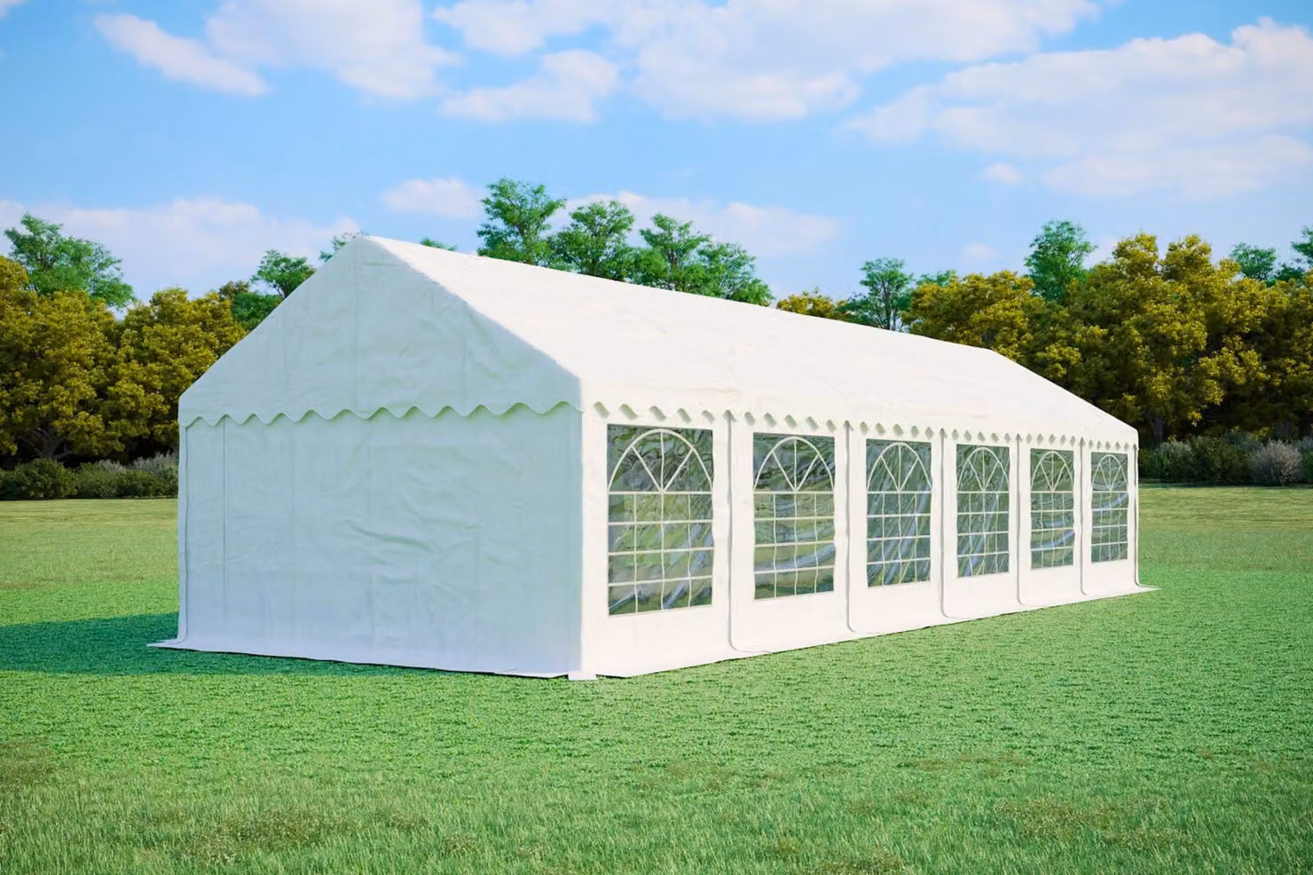Tenda per feste, dimensioni 4x12 metri, PVC standard, 500 g/m², colore bianco
