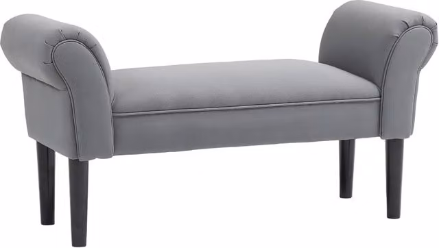 Panca imbottita moderna per camera da letto o corridoio, grigio scuro, L: 102 cm, P: 36 cm, H: 51 cm