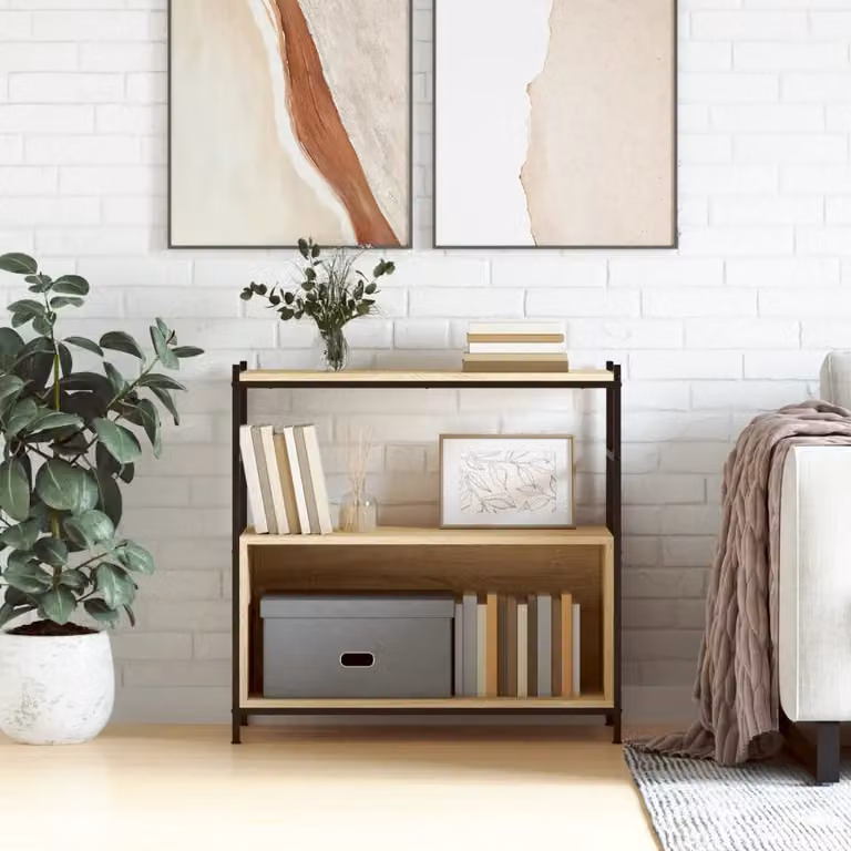 Libreria stile industrial vidaXL in legno Rovere Sonoma e ferro, colore marrone, L 80 cm x P 30 cm x H 78,5 cm