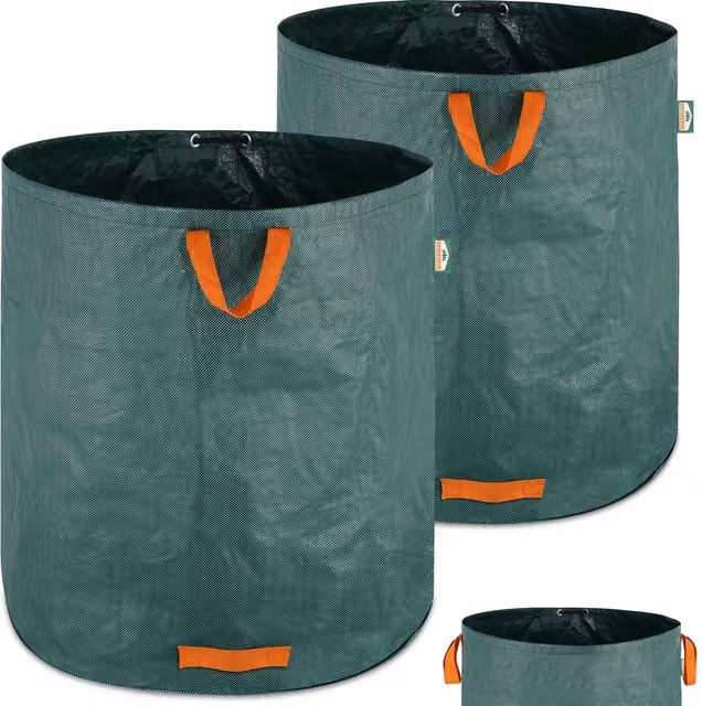 Set di 2 sacchi per rifiuti da giardino Gardebruk in plastica, verde e arancione, capacità 500 l – 1