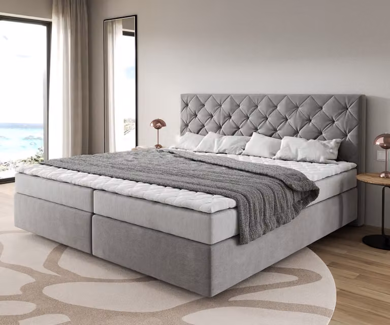 DELIFE box spring bed Dream-Great microfibra grigio 200x200 cm Bonell materassoPoliuretanotopper