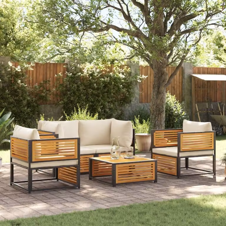 Maison Exclusive - Set da giardino 5 pezzi con cuscini in legno massello di acacia
