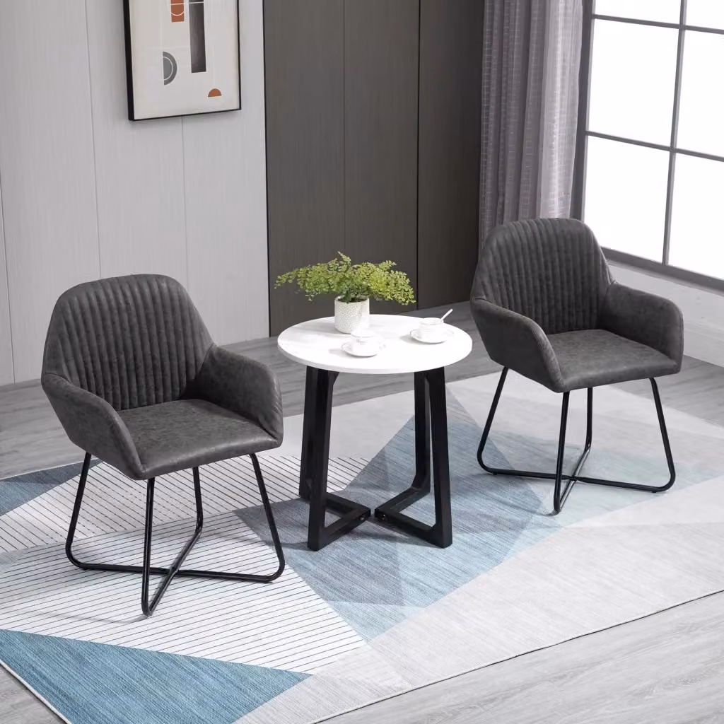 Set di 2 sedie moderne Easycomfort imbottite in similpelle grigia per sala da pranzo, cucina o soggiorno, L: 60 cm, P: 56.5 cm, H: 85 cm – 2
