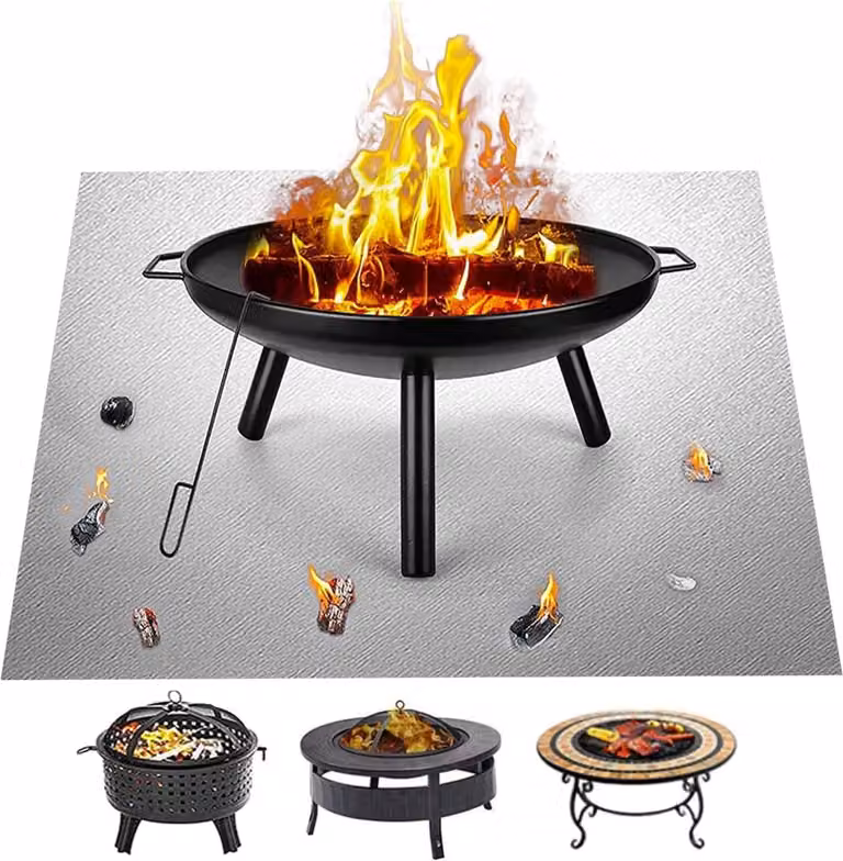 Ciotola quadrata 80 x 99 cm portatile e ignifuga Base protettiva per il barbecue robusta per il patio, il prato e il giardino