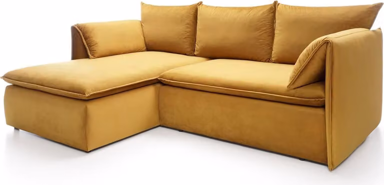 FURNLUX Divano ad angolo giallo oro e nero 230cm / Colore principale: Giallo / Dimensioni: 230 x 91 x 166 cm