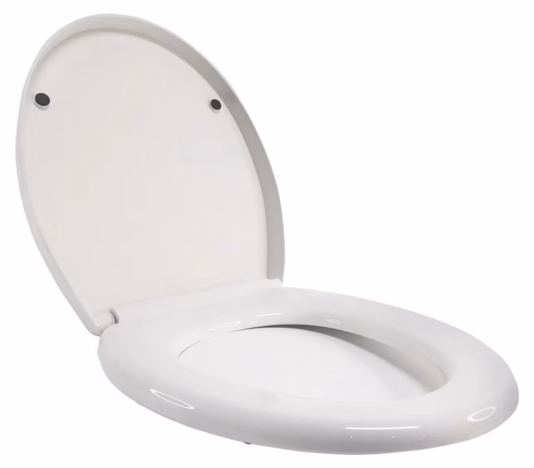 Copriwater - Sedile WC a forma di "O" - Sistema di abbassamento automatico con chiusura ammortizzata - Chiusura rapida - Materiale: Duroplast - Antibatterico - Cerniere in acciaio inossidabile