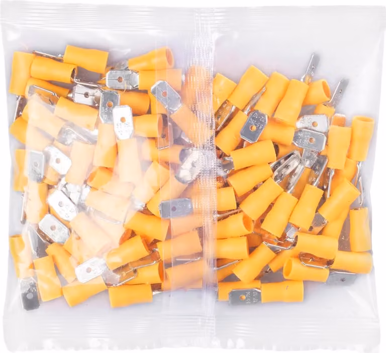 Vayox Set 100 pz. Connettore a forcella isolato maschio 4-6mm2 6,3mm giallo