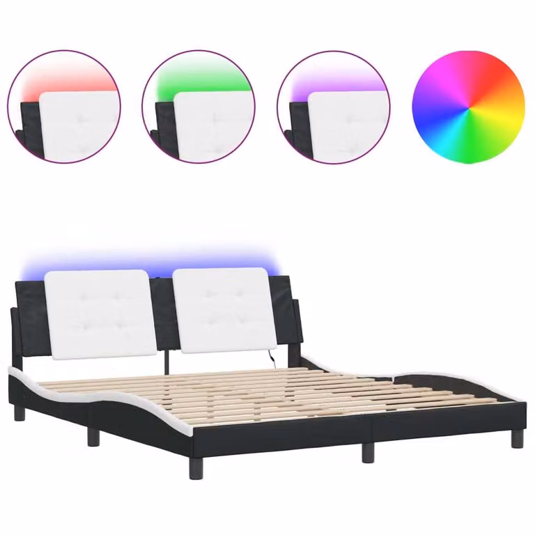 Giroletto con LED senza Materasso Zadar Nero e Bianco 180x200 cm