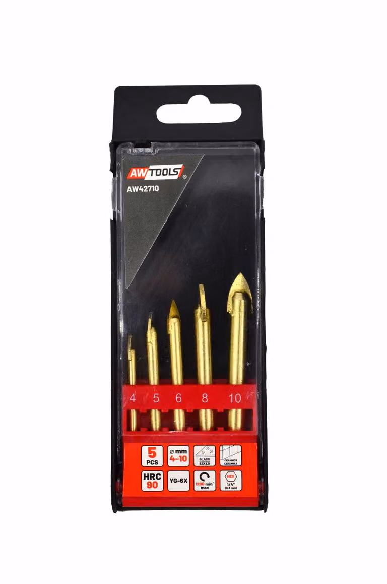 Awtools Set di punte per vetro e Vetroceramica 4-10Mm 5St.