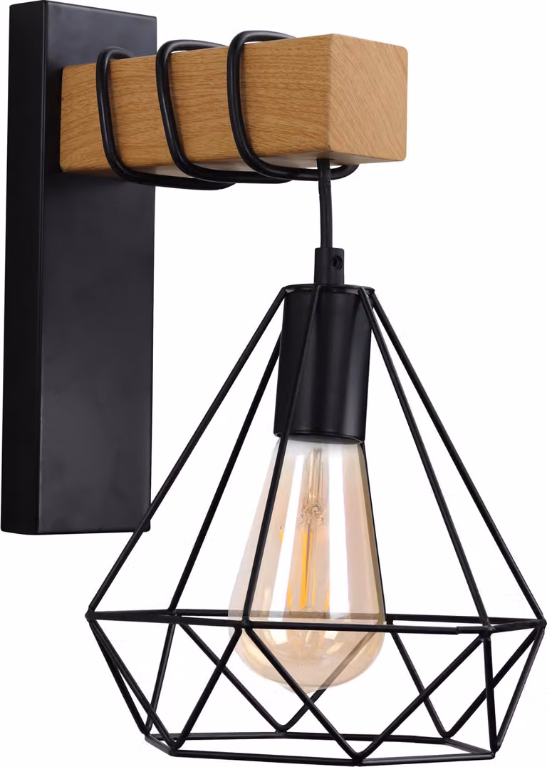 Applique VIGO nera - effetto legno, 1xE27x20W, metallo, dimensioni: 38x20x26 cm, IP20, Polux