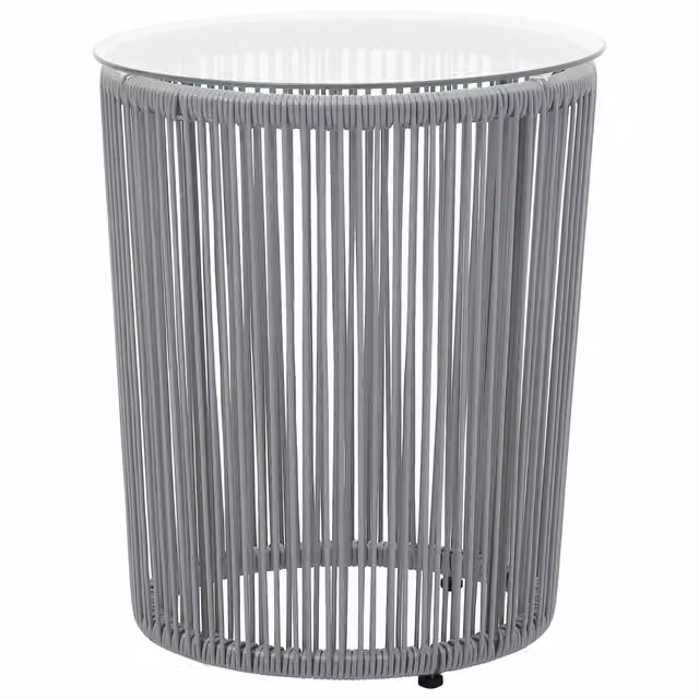 Set da Bistrot 3 pz con Tavolo Rotondo in Vetro e Sedie in Polyrattan Grigio Matt