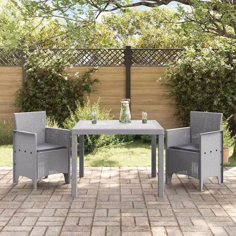 Set da pranzo per giardino e terrazzo vidaXL in polyrattan grigio con tavolo quadrato e 3 sedie