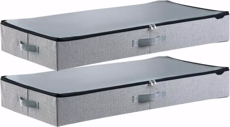 Scatola portaoggetti sotto il letto con coperchio, 2 pezzi, 85x43x12cm, cassettiera sotto il letto per vestiti e scarpe, borse per la camera da letto, capacità 45 L - borsa porta abiti borsa portaoggetti sotto il letto