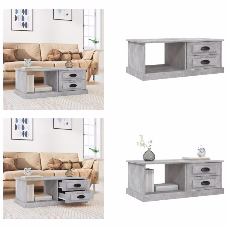 vidaXL Tavolino grigio cemento 90x50x35 cm in legno - Tavolino - Tavoli da caffè - Tavolino - Tavolo da divano