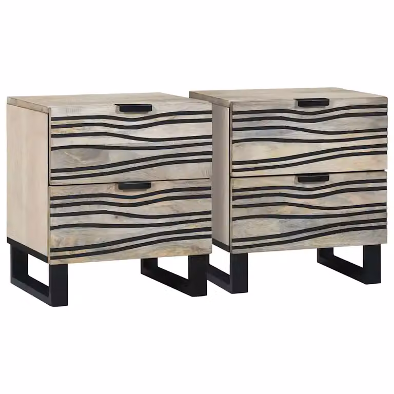 Set di 2 Armadi da Notte vidaXL in Legno Bianco Opaco L: 40 cm, P: 33 cm, H: 46 cm